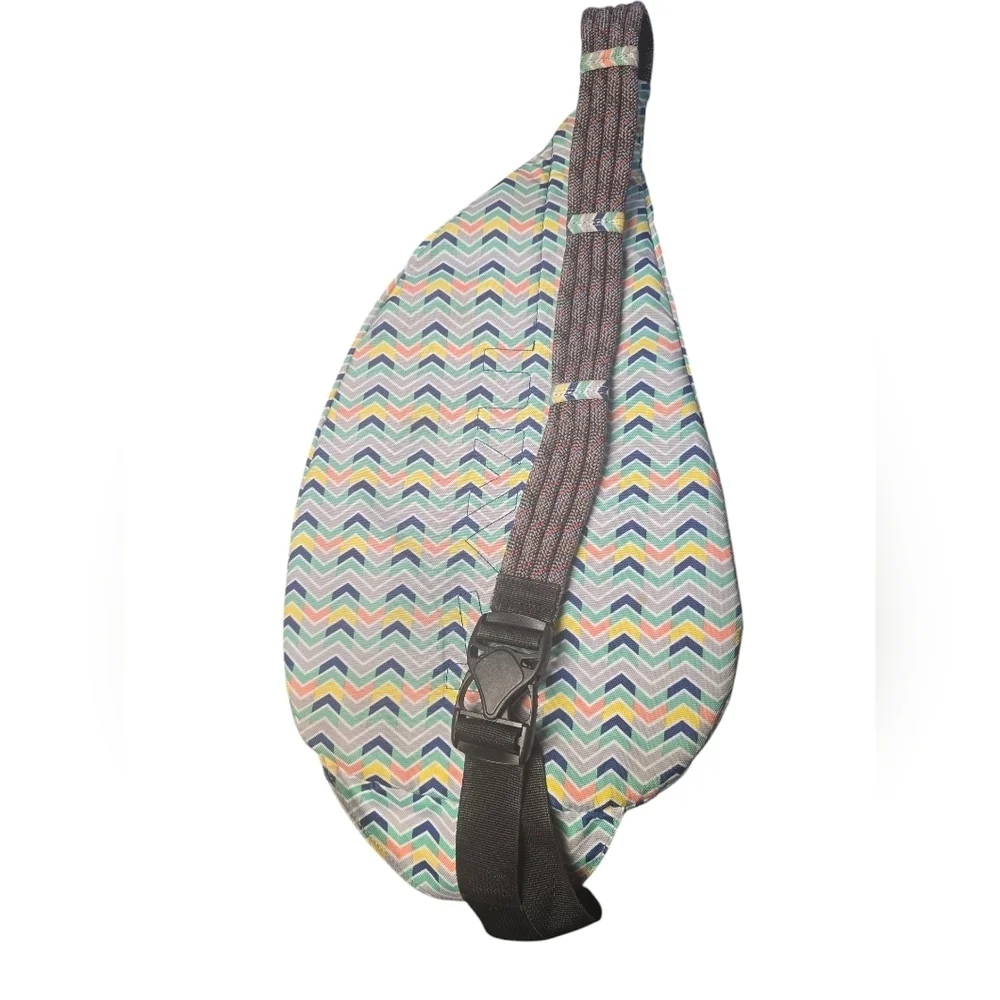 KAVU Rope Bag Sling Pack Chevron Geometric Blue Yellow Orange